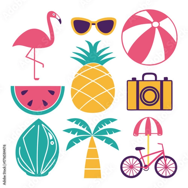 Obraz colorful summer vector design icon set 