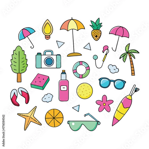 Obraz colorful summer vector design icon set 