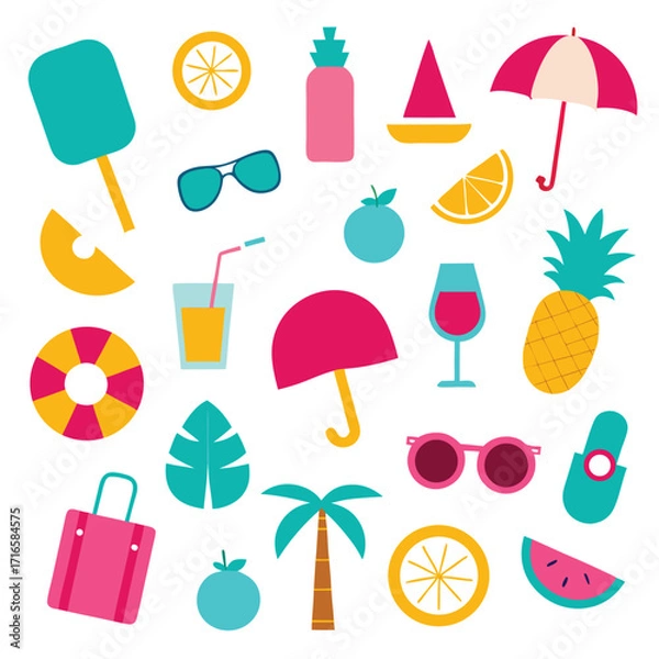 Obraz colorful summer vector design icon set 