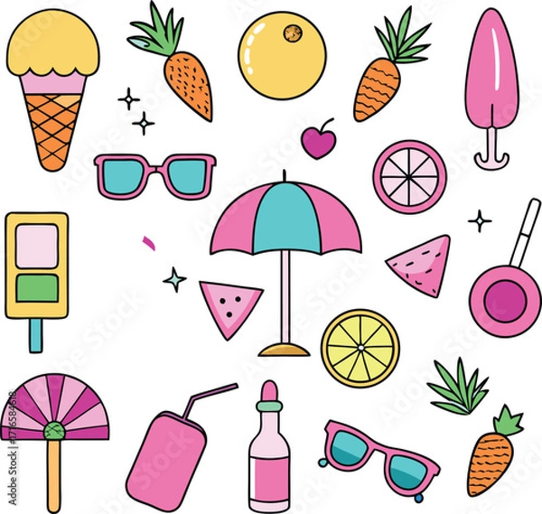 Obraz colorful summer vector design icon set 