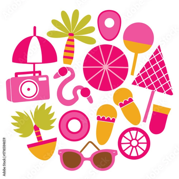 Obraz Line art color summer vector design