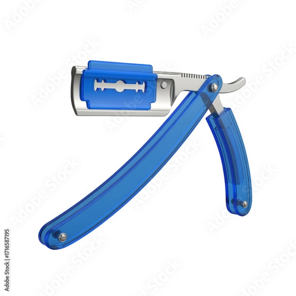 Fototapeta Translucent blue handled razor tool