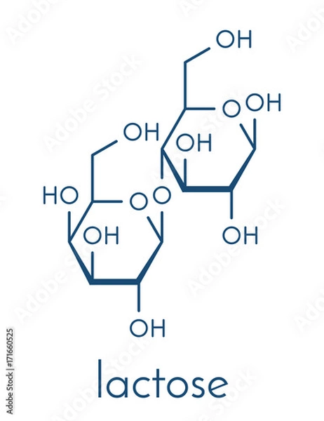 Fototapeta Lactose milk sugar molecule. Skeletal formula.