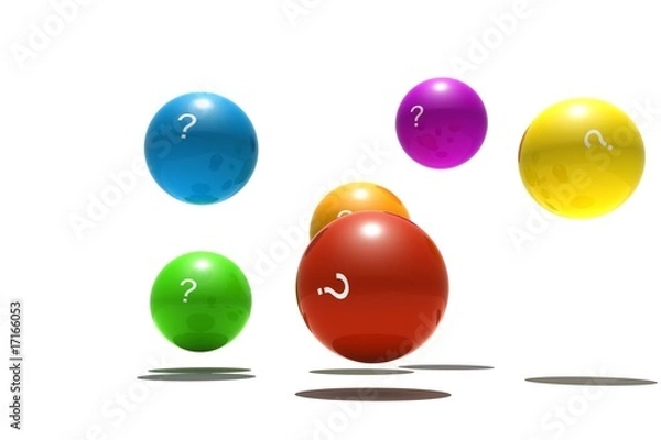 Obraz isolated spheres with question-mark symbol - 3d render