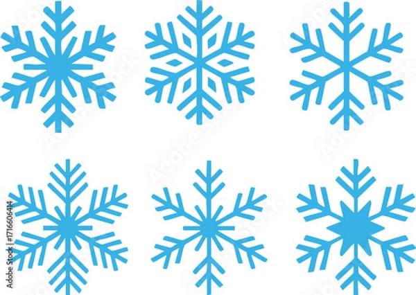 Fototapeta Blue Snowflake Vector Seamless Pattern | Winter and Christmas Holiday Background Design
