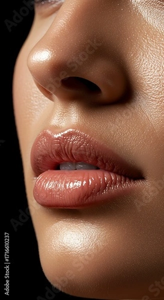 Fototapeta Explosion of vibrant color powder with various makeup products like eyeshadow palettes and lipsticks on a black background