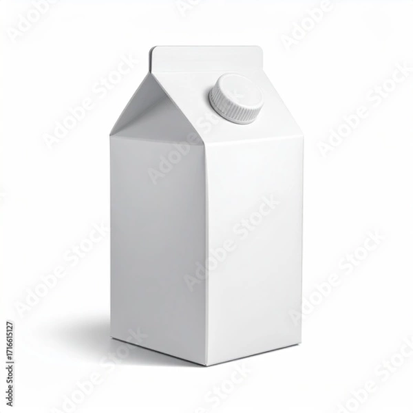 Fototapeta Minimalist White Carton Mockup for Juice or Milk Product Packaging Design Displaying Clean and Modern Branding Aesthetic with Cap