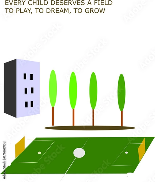 Fototapeta Football field in the courtyard- every child deserves a place to play