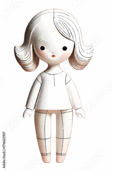 Fototapeta 3d doll model isolated vector illustration