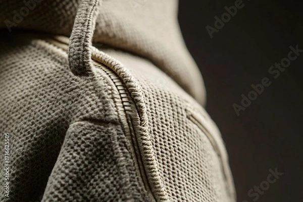 Fototapeta Close-up of a beige hooded sweatshirt showing texture and stitching details.