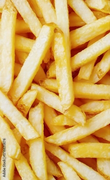 Fototapeta Crispy Golden French Fries Piled High, Perfect for Snacking or Sharing at Any Gathering or Meal
