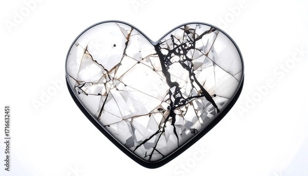 Obraz A fractured heart shape, highlighting a shattered form