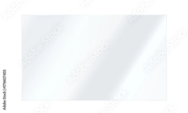 Fototapeta Realistic transparent shiny glossy glass plate panel with light glare reflective surface effect overlay on PNG isolated background rectangle gradient window