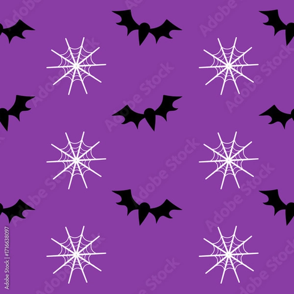 Fototapeta A seamless Halloween pattern featuring pumpkins, bats, ghosts, and spooky elements in festive colors. Perfect for seasonal backgrounds and decorations.