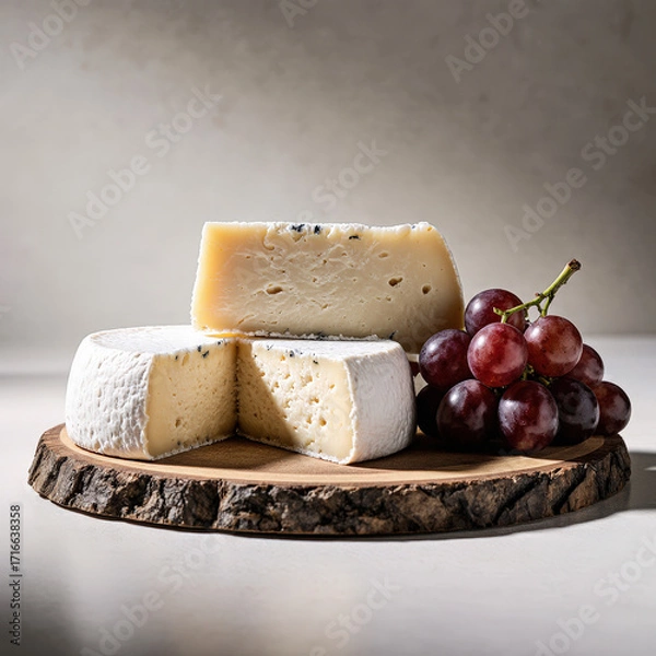 Fototapeta cheese and grapes