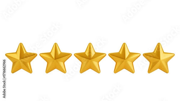Obraz Five golden stars aligned on a black background representing excellent rating and customer satisfaction