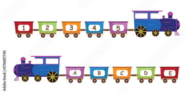 Fototapeta Colorful Train with Numbers and Letters for Kids Learning