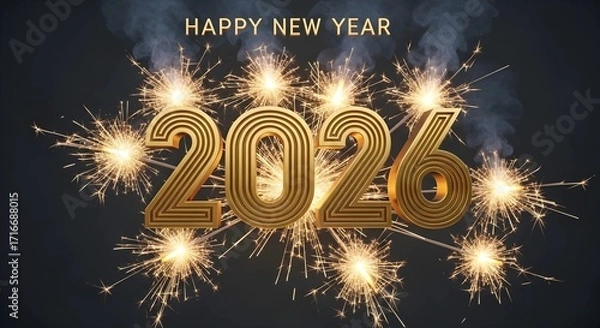 Obraz Elegant New Year 2026 Greeting with Sparkling Lights and Elegant Text
