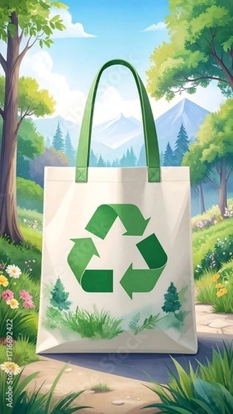 Fototapeta Eco-friendly tote bag in a nature scene