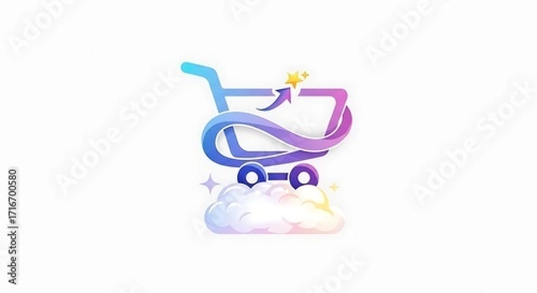 Fototapeta Abstract colorful shopping cart icon with a fluid gradient effect