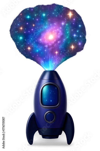 Fototapeta Cosmic Rocket Ship: Galaxy Projector on Spaceship