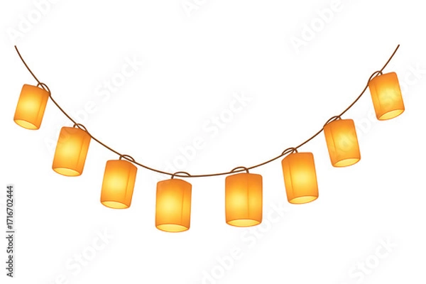 Fototapeta Elegant Paper Lantern String Lights: Warm Festive Illumination