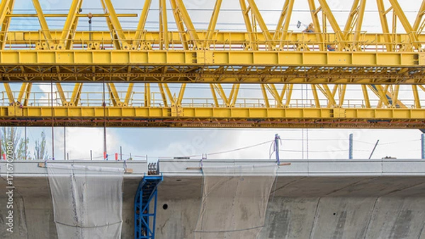 Fototapeta Building the Crown princess Mary bridge and the closureing of the last gap