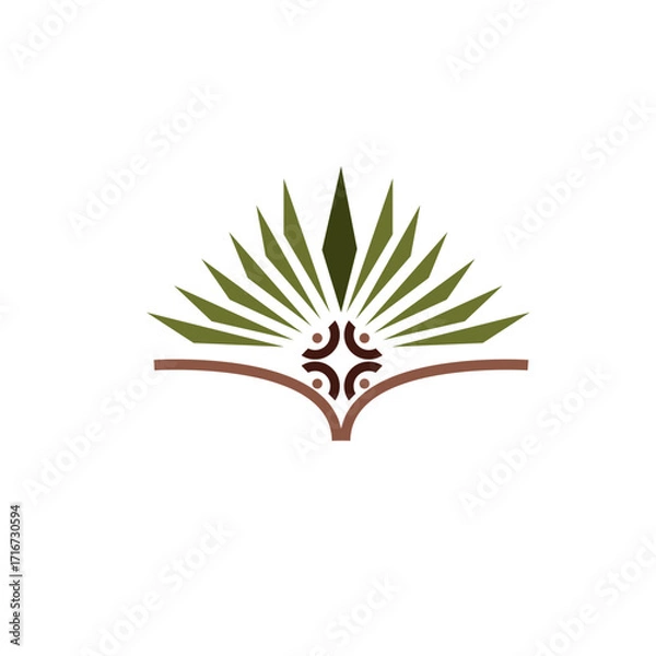 Fototapeta Native Indigenous Wisdom Logo with an Open Book People Culture