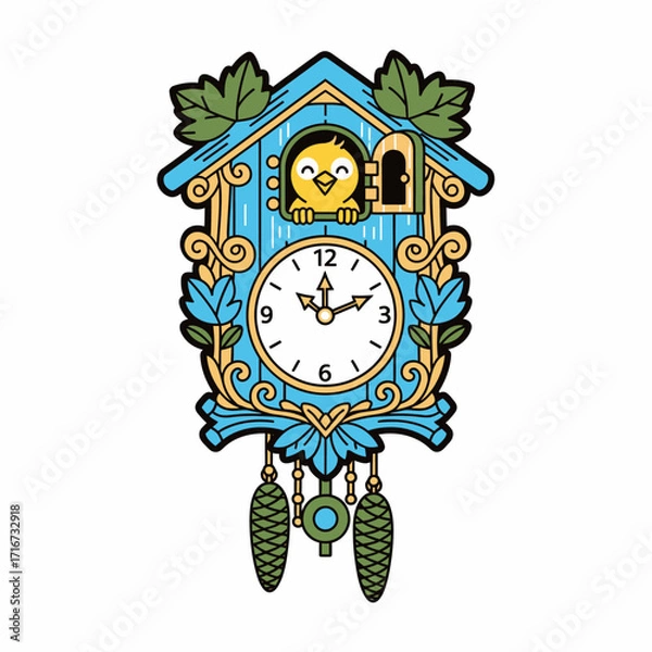 Fototapeta Charming Cuckoo Clock Illustration A Whimsical Timepiece Design