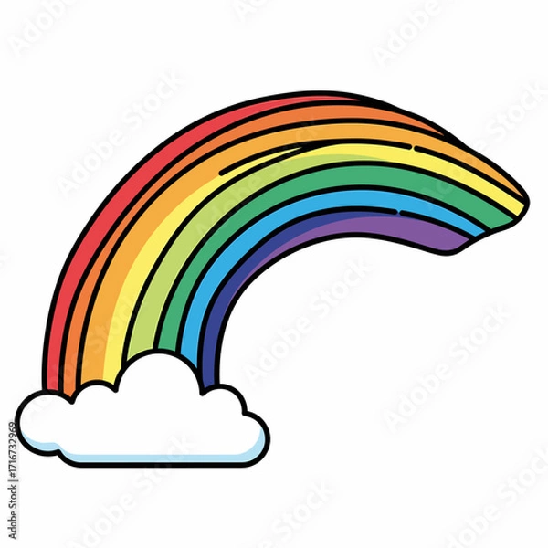 Fototapeta Colorful Rainbow Arching Over Fluffy Cloud A Symbol of Hope, Joy, and Weather Phenomenon