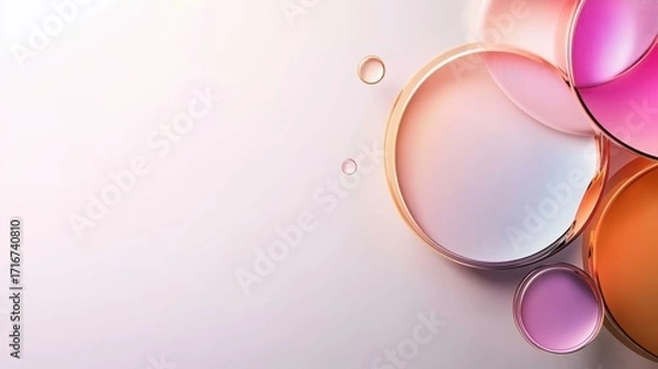 Fototapeta Abstract colorful circles with gradient tones and smooth reflections  