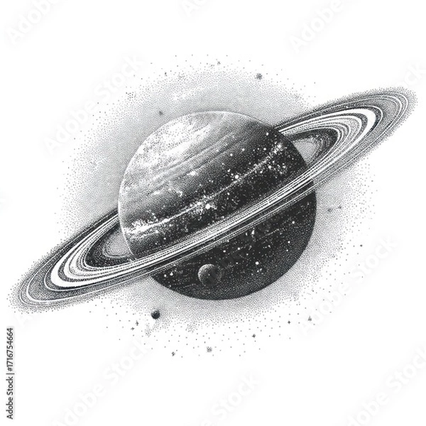 Obraz Grayscale planet with rings