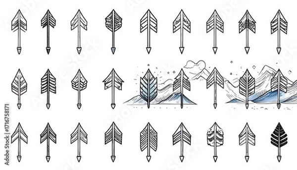 Fototapeta Arrows and trees in a graphic design