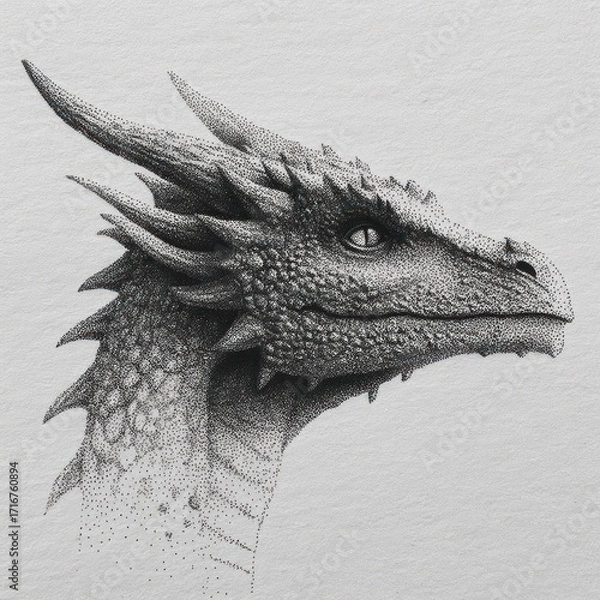 Obraz Detailed dragon portrait drawing