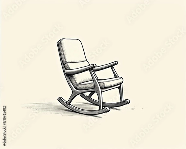 Fototapeta Continuous one line drawing of retro rocking chair	