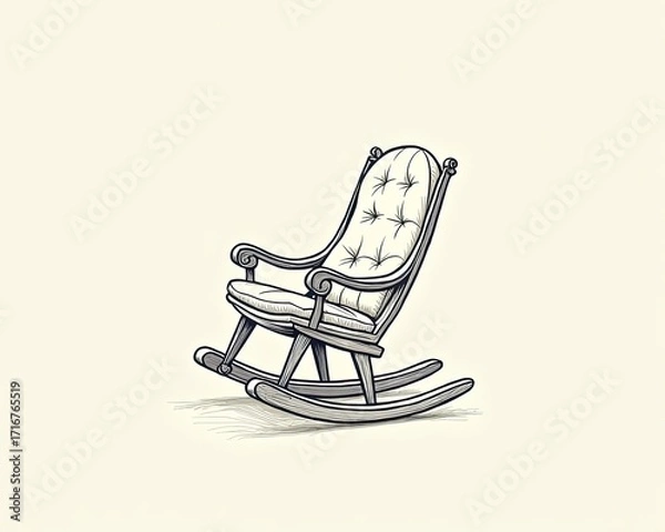 Fototapeta Continuous one line drawing of retro rocking chair	