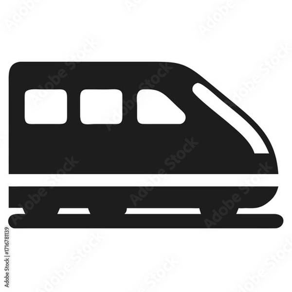 Fototapeta Silhouette icon of a modern high-speed train on a white background bullet train transportation