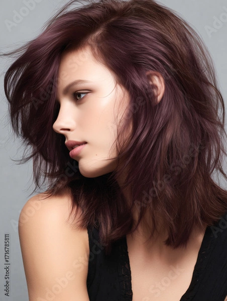 Obraz Modern Plum Textured Bob – Chic, Edgy and Sophisticated
