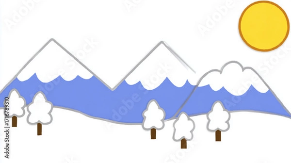 Fototapeta a stylized landscape depicting a mountain range with trees below it
