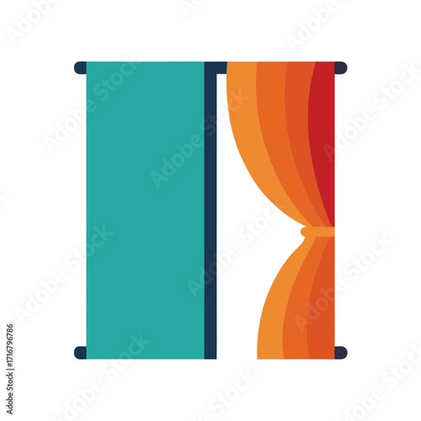 Obraz Double Sided Curtain Mockup Inside and Outside View  