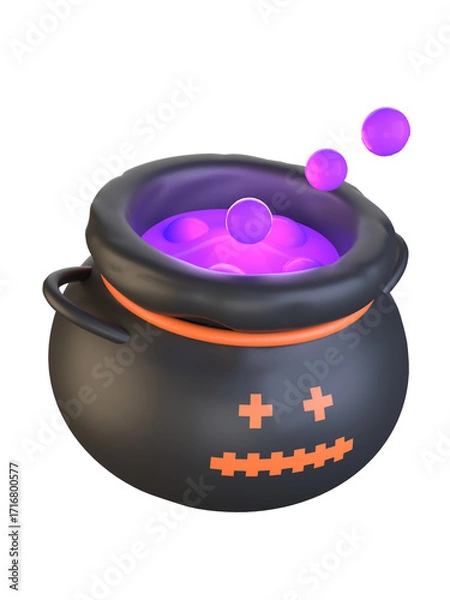 Obraz 3d Bubbling Witch's Cauldron with purple Potion 
