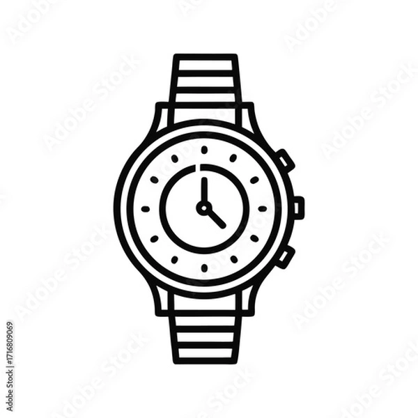 Fototapeta Minimalist Analog Wristwatch Illustration Isolated on White Background