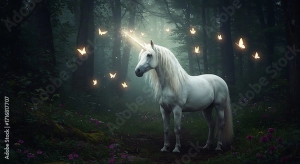 Fototapeta Unicorn in an Enchanted Forest