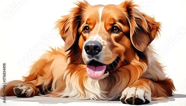 Fototapeta A digitally rendered illustration of a friendly, golden-brown dog, showcasing detailed fur texture and vibrant hues.