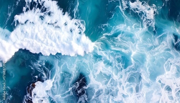 Obraz Aerial view of turquoise ocean waves