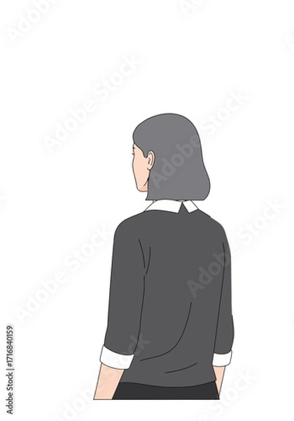 Fototapeta Minimalist Vector Illustration of Woman Facing Green Wall