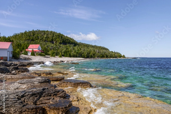 Obraz Flowerpot Island in Ontario offers stunning views and unique geological formations on the shores of Georgian Bay.