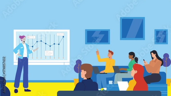 Fototapeta Business Team Meeting with Data Presentation