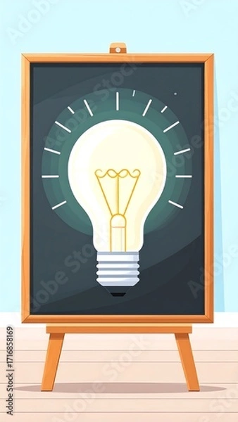 Obraz Lightbulb on a chalkboard easel