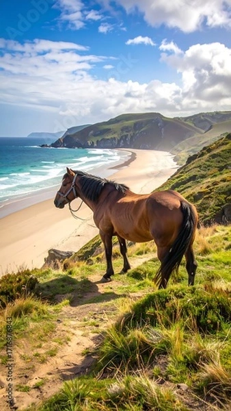 Obraz Horse overlooking a sandy beach